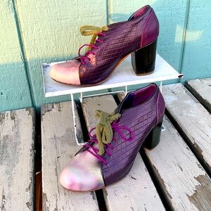 Purple Oxford block heels quilted Altura Sieste